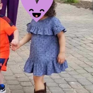 Kate Spade | Chambray Polka Dot Ruffle Dress 18M